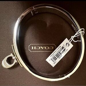 Coach Silver C-Logo Hinged Pave Bar Bangle Bracelet~